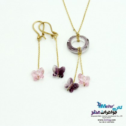 Half set of gold - Necklace and Earring - Butterfly Design-SS0208